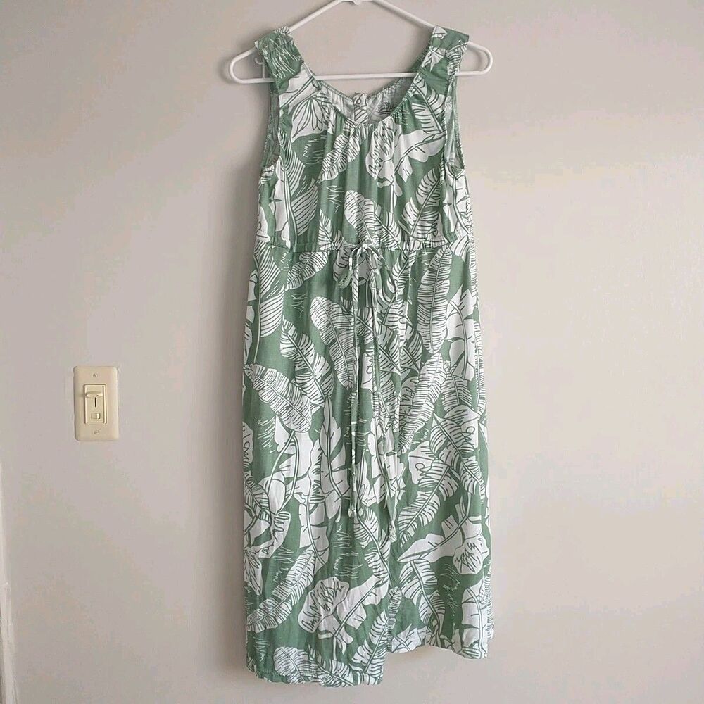 Baby Be Mine Maternity Nursing Laryette Gown S/M Green Floral Cotton Snap Button